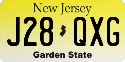 NJ license plate J28QXG
