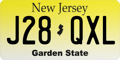 NJ license plate J28QXL