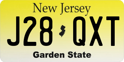 NJ license plate J28QXT