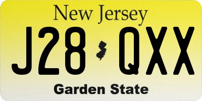 NJ license plate J28QXX