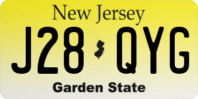 NJ license plate J28QYG