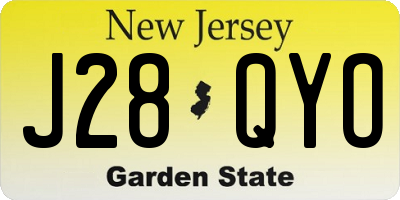 NJ license plate J28QYO