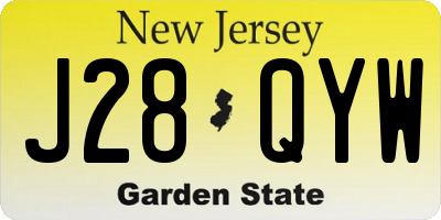 NJ license plate J28QYW