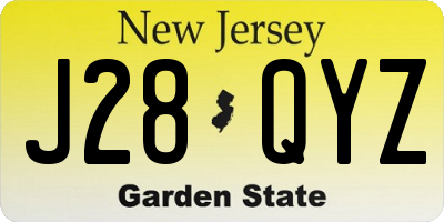 NJ license plate J28QYZ