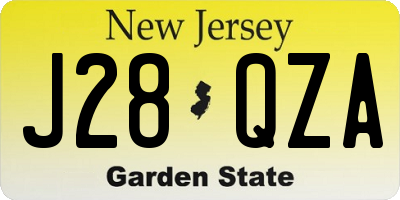NJ license plate J28QZA