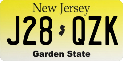 NJ license plate J28QZK