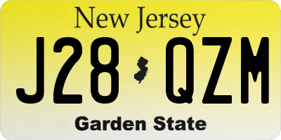 NJ license plate J28QZM