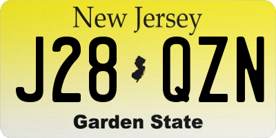 NJ license plate J28QZN