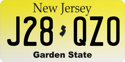 NJ license plate J28QZO