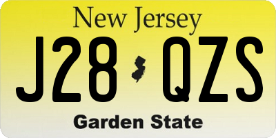 NJ license plate J28QZS
