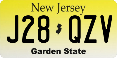 NJ license plate J28QZV