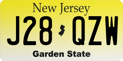 NJ license plate J28QZW