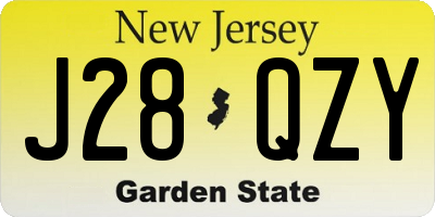 NJ license plate J28QZY