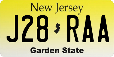 NJ license plate J28RAA