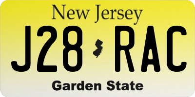 NJ license plate J28RAC