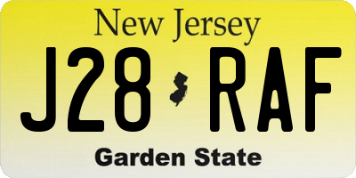 NJ license plate J28RAF