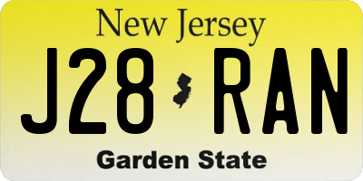 NJ license plate J28RAN