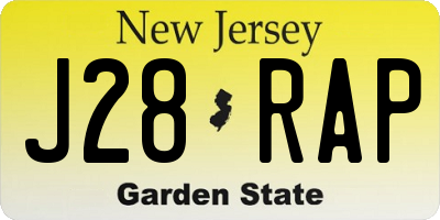NJ license plate J28RAP