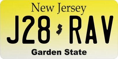 NJ license plate J28RAV