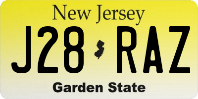 NJ license plate J28RAZ