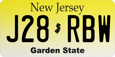 NJ license plate J28RBW