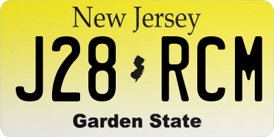 NJ license plate J28RCM