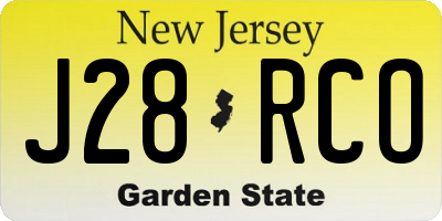 NJ license plate J28RCO