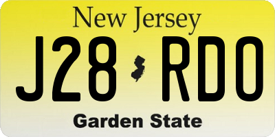 NJ license plate J28RDO