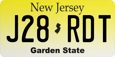 NJ license plate J28RDT