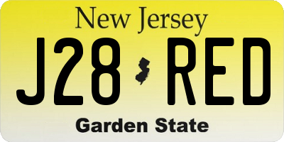 NJ license plate J28RED