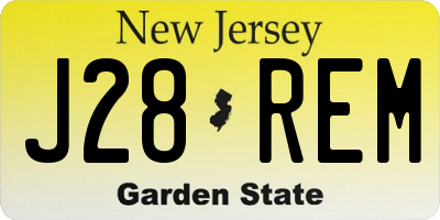 NJ license plate J28REM