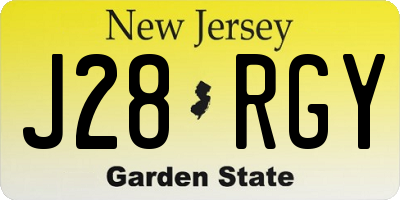 NJ license plate J28RGY