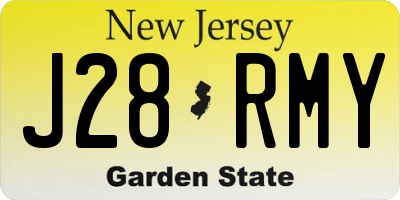 NJ license plate J28RMY