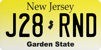 NJ license plate J28RND