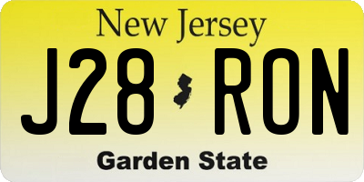 NJ license plate J28RON