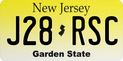 NJ license plate J28RSC