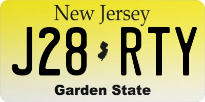 NJ license plate J28RTY