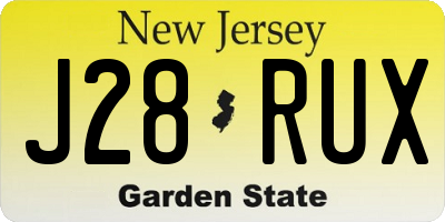 NJ license plate J28RUX