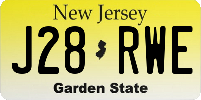 NJ license plate J28RWE