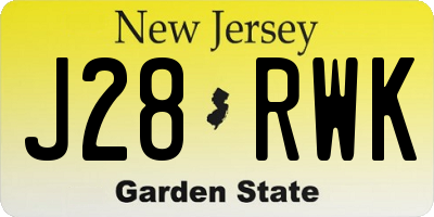 NJ license plate J28RWK