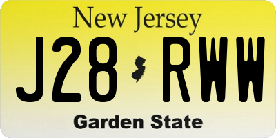 NJ license plate J28RWW