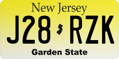 NJ license plate J28RZK
