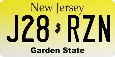NJ license plate J28RZN