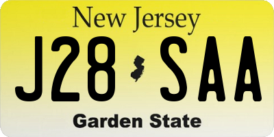 NJ license plate J28SAA