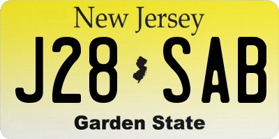 NJ license plate J28SAB