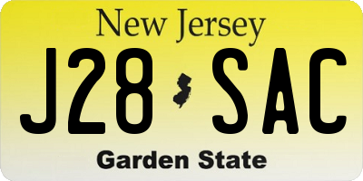 NJ license plate J28SAC
