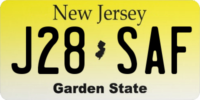 NJ license plate J28SAF