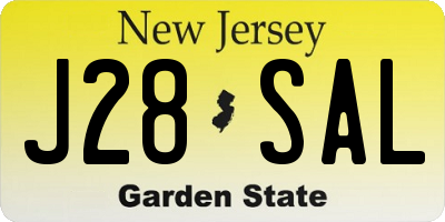 NJ license plate J28SAL