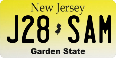 NJ license plate J28SAM