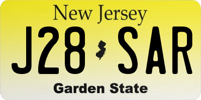 NJ license plate J28SAR